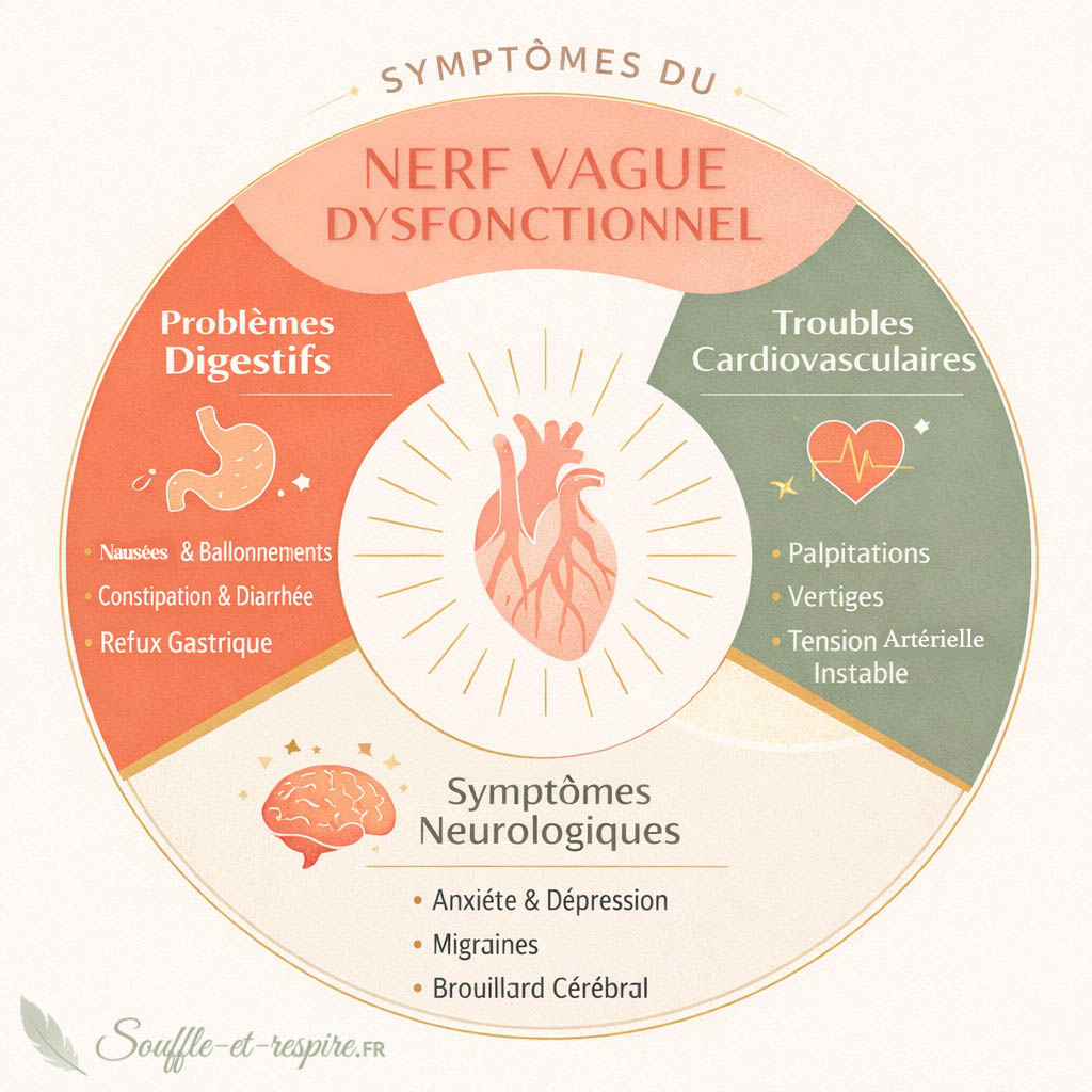 Les principaux symptômes d'un nerf vague dysfonctionnel