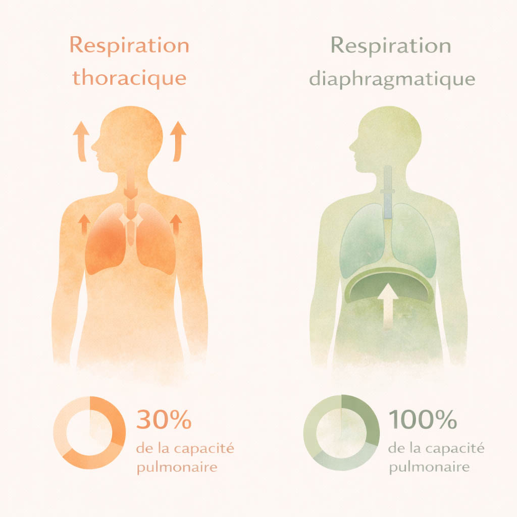 difference respiration thoracique diaphragmatique comparaison différence respiration thoracique diaphragmatique comparaison poumons