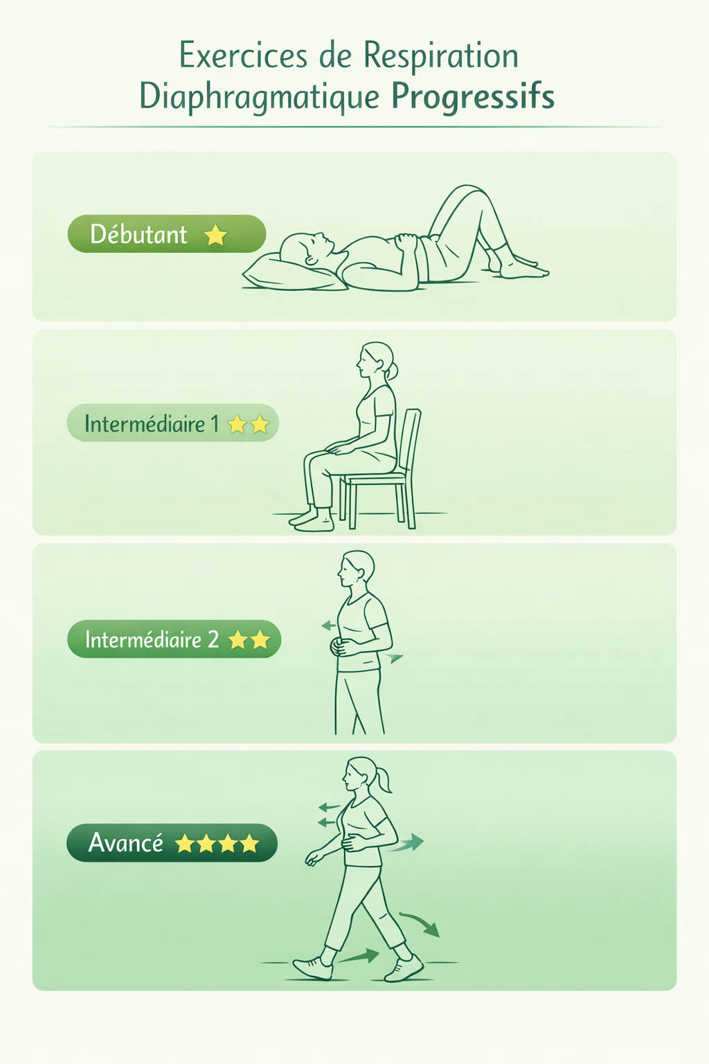 exercices respiration diaphragmatique progressifs kine exercices respiration diaphragmatique progressifs kiné niveau débutant avancé