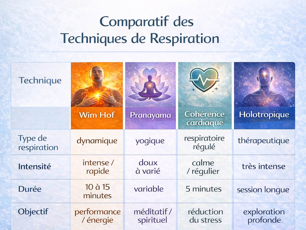 wim hof vs pranayama cohérence cardiaque holotropique différence comparaison