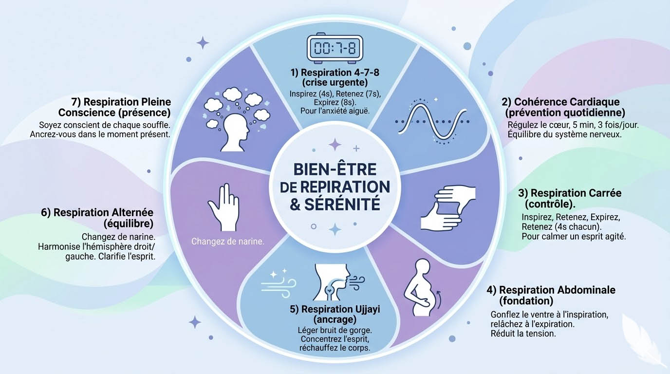 exercices respiration anti stress infographie