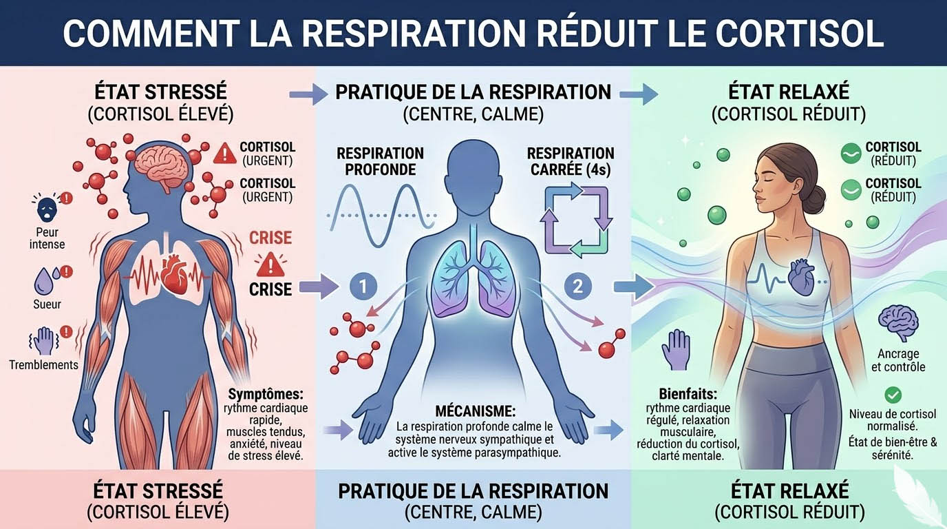 cortisol stress respiration schema scientifique